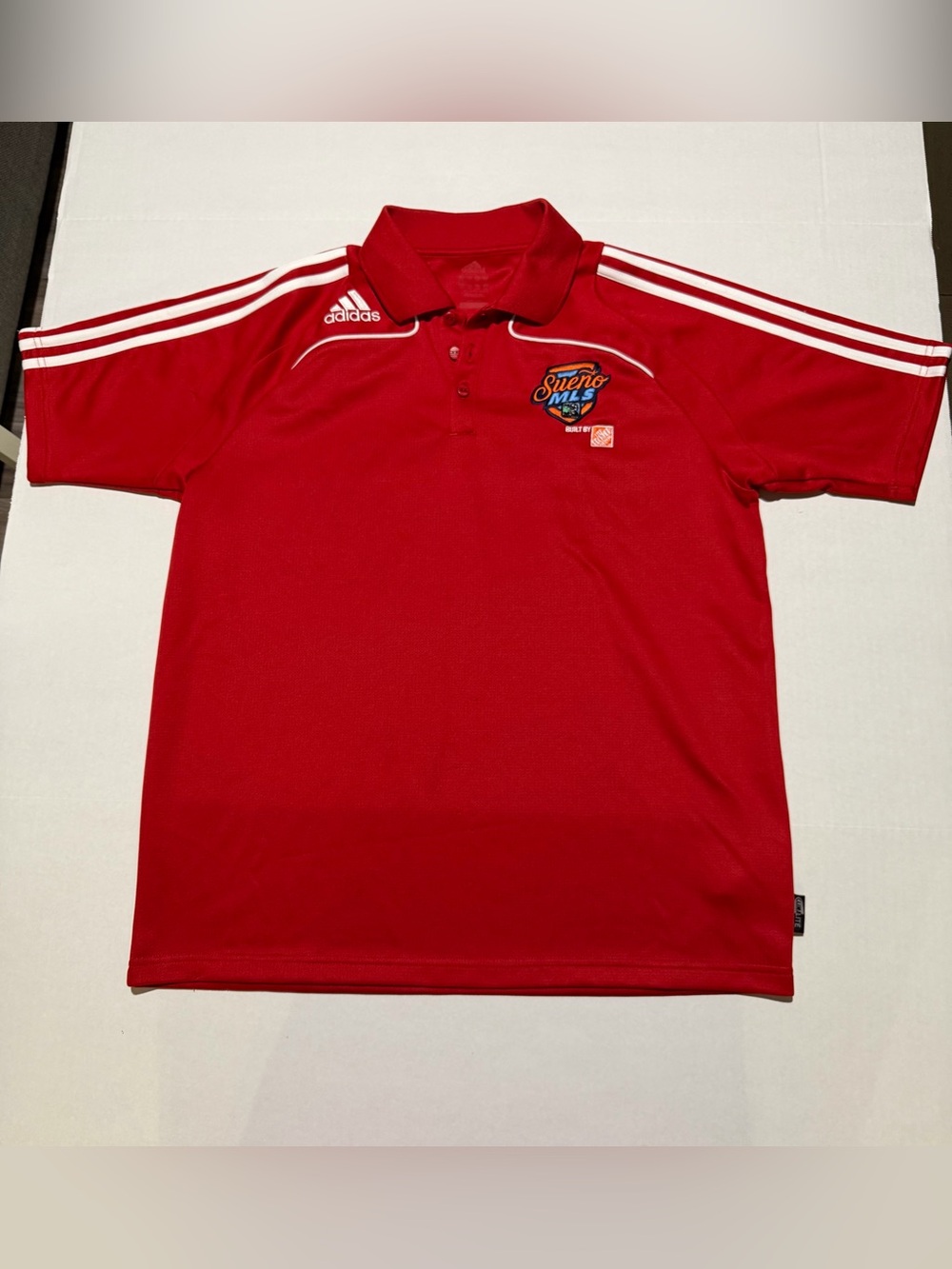 adidas Red Polo Shirt with White Stripes - MLS Patch